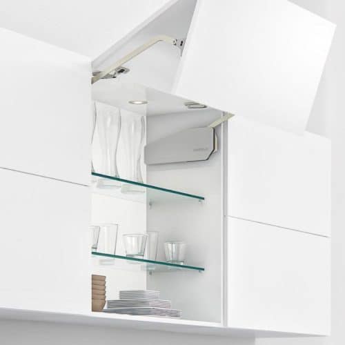 Ảnh thực tế bộ tay nâng FREE UP Hafele 493.05.794 nắp trắng