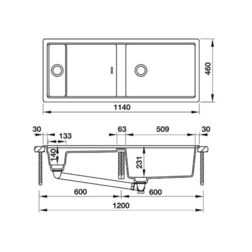 thông số kỹ thuật của Chậu đá Hafele Work Station HS-GDD11446 D-150 570.35.340
