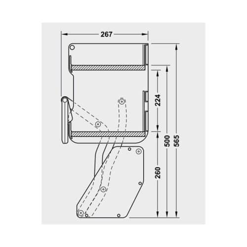 Kệ nâng hạ Imove Anthracite Double 600mm Hafele 504.68.323 6 Kích thước kệ nâng hạ Imove Anthracite Double 600mm Hafele 504.68.323