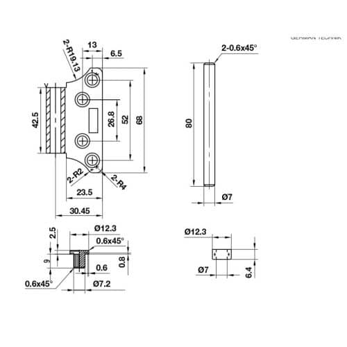 Kích thước bản lề âm dương Bauma 926.20.355
