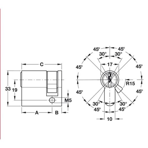 Kích thước ruột khóa 1 đầu Hafele 916.00.602, 41.5mm Đồng thau