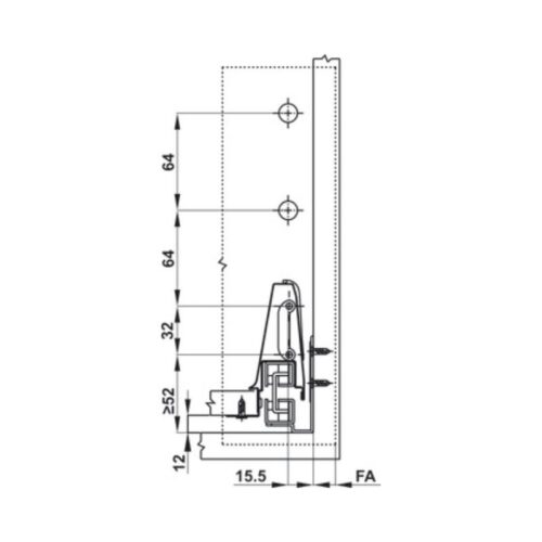 Thiết kế của Ray hộp Hafele 552.79.085 Alto B199 500mm, trắng, nắp kim loại