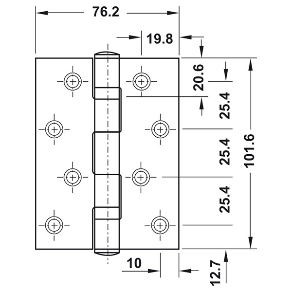 Thông số Bản lề lá 2BB Hafele 921.17.142