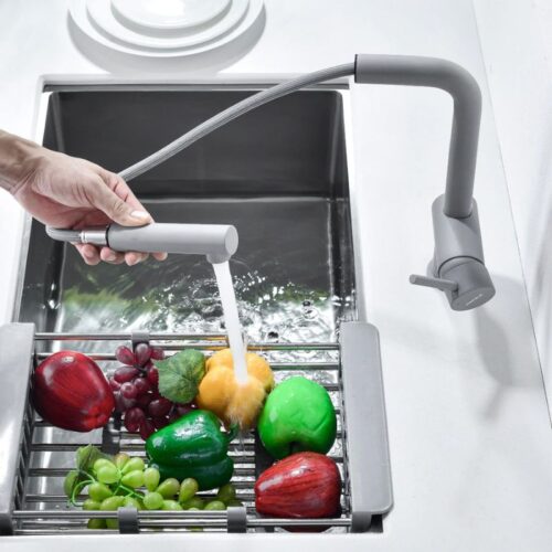 Thiết kế vòi rửa bát nóng lạnh Hafele HT21-GH1P250 577.55.590 có dây rút
