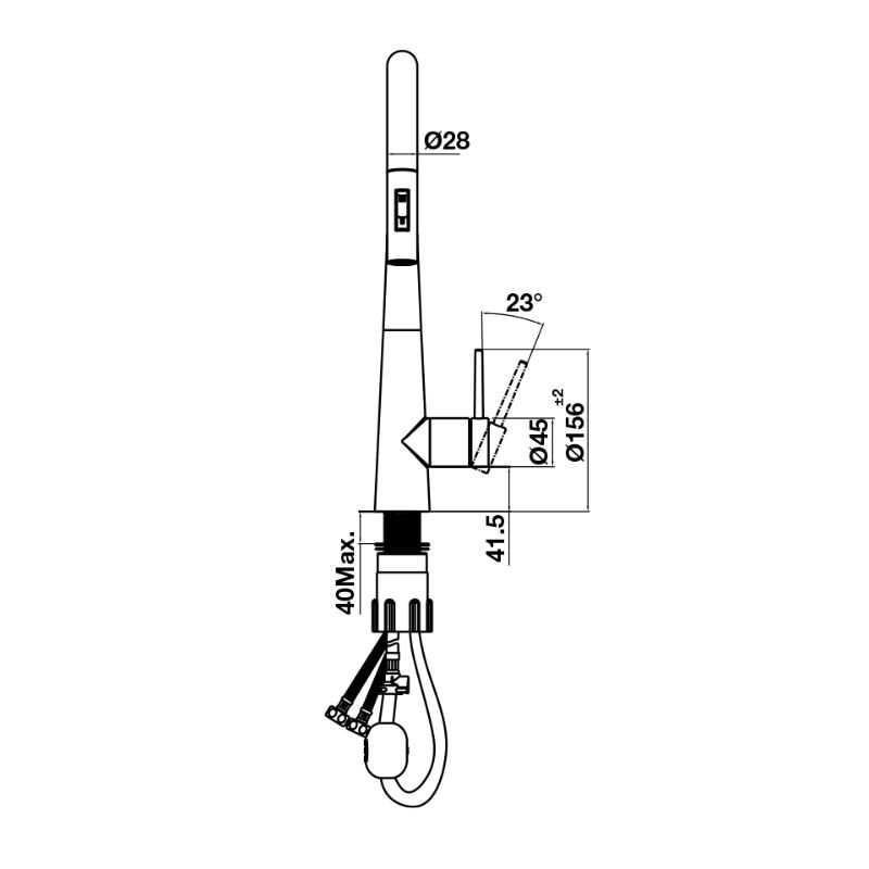 Kích thước mặt sau vòi rửa bát nóng lạnh Hafele HT24-SH1P417-BR 570.85.041 có dây rút Kích thước mặt sau vòi rửa bát nóng lạnh Hafele HT24-SH1P417-BR 570.85.041 có dây rút