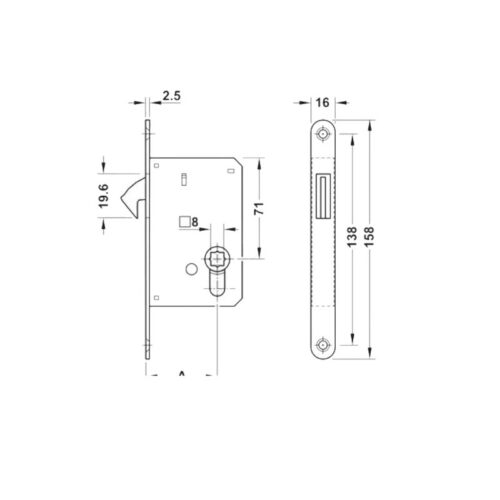 Tay nắm âm và thân khóa cửa trượt Hafele 911.27.500 BS50 WC 2 kich thuoc tay nam am va than khoa cua truot hafele 911 27 500 bs50 wc