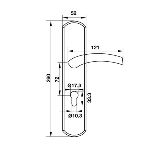 Tay nắm gạt mở trái C/C 72MM Hafele 903.99.319 3 kich thuoc tay nam gat mo trai c c 72mm hafele 903 99 319