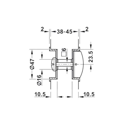 Tay nắm âm và thân khóa cửa trượt Hafele 911.27.500 BS50 WC 3 kich thuoc than khoa cua truot hafele 911 27 500 bs50 wc